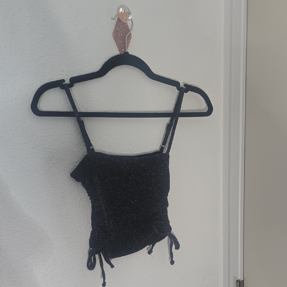 Hollister Elegant Black Shimmer Stretchy Women's Tank Top (EUC)(XS)🖤